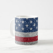 Patriottische Amerikaanse Vlag Glitters Koffiemok (Voorkant links)