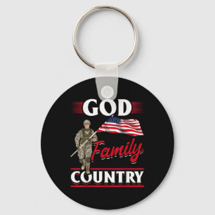 Patriottische Amerikaanse vlag God Family Country Sleutelhanger