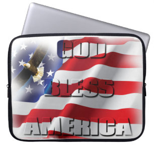 Patriottische Amerikaanse vlag God zegene Amerika Laptop Sleeve