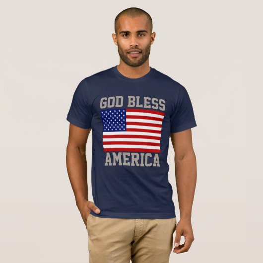 Patriottische Amerikaanse vlag God zegene Amerika  T-shirt (Voorkant volledig)