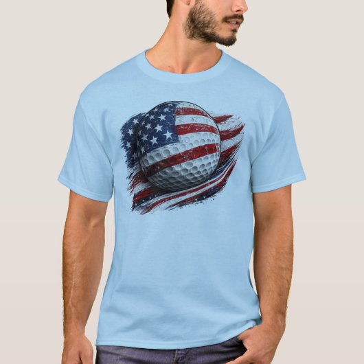 Patriottische Amerikaanse Vlag Golf T-shirt (Voorkant)