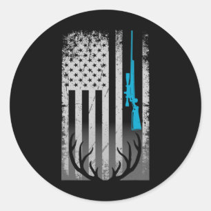 Patriottische Amerikaanse vlag Grappig Herten Jach Ronde Sticker