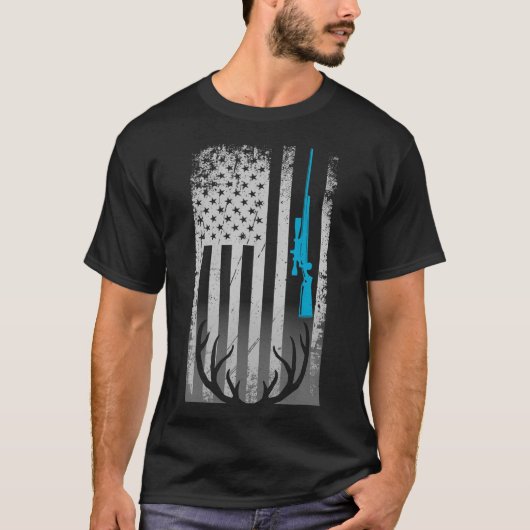 Patriottische Amerikaanse vlag Grappig Herten Jach T-shirt (Voorkant)