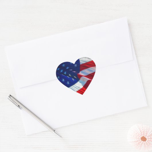 Patriottische Amerikaanse Vlag Hart Sticker (Envelop)
