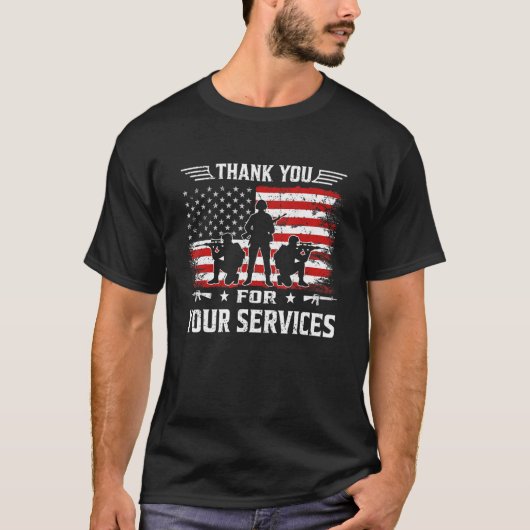 Patriottische Amerikaanse vlag Hartelijk dank voor T-shirt (Voorkant)