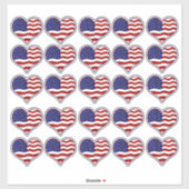 Patriottische Amerikaanse vlag Heart Shaped Vinyl  Sticker (Vel)