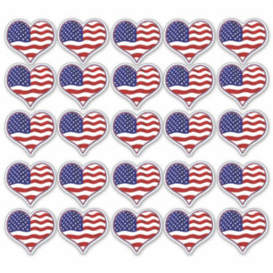 Patriottische Amerikaanse vlag Heart Shaped Vinyl  Sticker