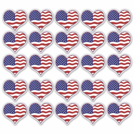 Patriottische Amerikaanse vlag Heart Shaped Vinyl  Sticker (Voorkant)