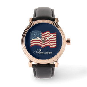 Patriottische Amerikaanse Vlag Herenhorloge Cadeau Horloge