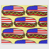 Patriottische Amerikaanse vlag hotdog Cadeaupapier (Vlak)