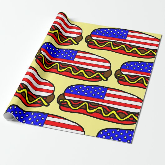 Patriottische Amerikaanse vlag hotdog Cadeaupapier (Uitgerold)
