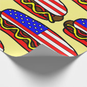 Patriottische Amerikaanse vlag hotdog Cadeaupapier (Hoek)