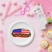 Patriottische Amerikaanse vlag hotdog Papieren Bordje (Feest)