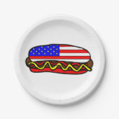 Patriottische Amerikaanse vlag hotdog Papieren Bordje (Voorkant)