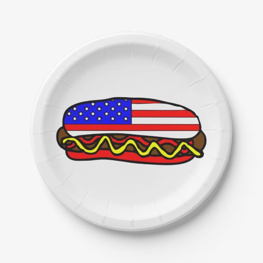 Patriottische Amerikaanse vlag hotdog Papieren Bordje (Voorkant)