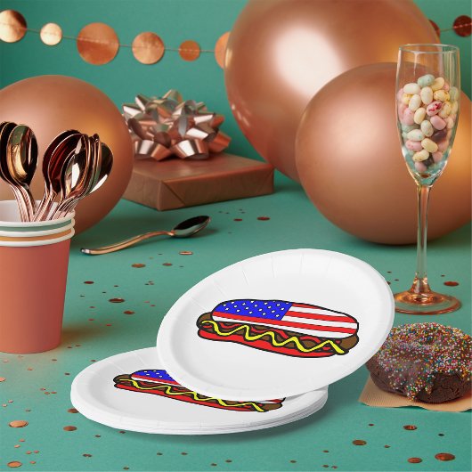 Patriottische Amerikaanse vlag hotdog Papieren Bordje