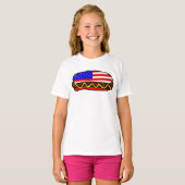 Patriottische Amerikaanse vlag hotdog T-shirt (Voorkant volledig)
