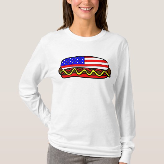 Patriottische Amerikaanse vlag hotdog T-shirt (Voorkant)