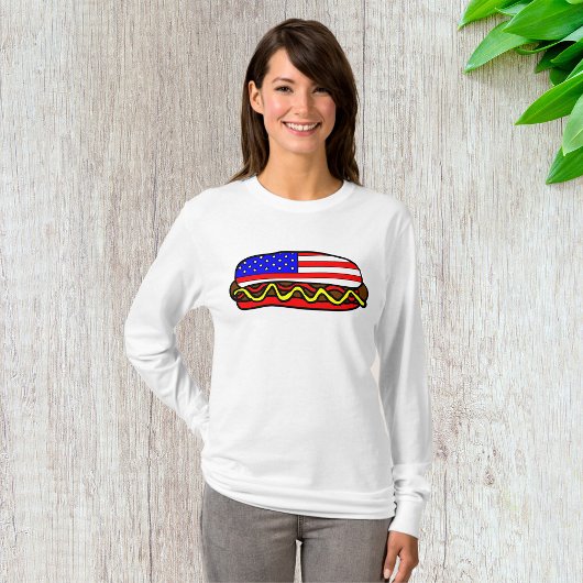 Patriottische Amerikaanse vlag hotdog T-shirt