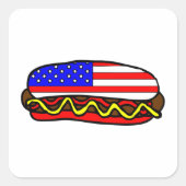 Patriottische Amerikaanse vlag hotdog Vierkante Sticker (Voorkant)