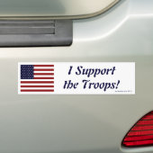 Patriottische Amerikaanse vlag ik steun de troepen Bumpersticker (Op auto)