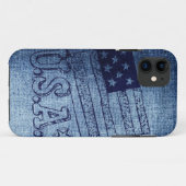 Patriottische Amerikaanse vlag in Denim Blue Case-Mate iPhone Case (Achterkant (horizontaal))