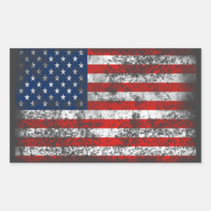 Patriottische Amerikaanse vlag in nood Rechthoekige Sticker