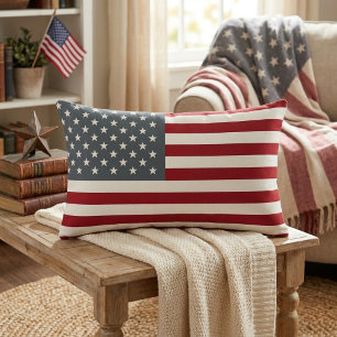 Patriottische Amerikaanse vlag in rood wit en blau Kussen