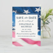 Patriottische Amerikaanse vlag Inspirerend bruilof Save The Date (Staand voorkant)