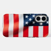 Patriottische Amerikaanse vlag iPhone Case – Veren (Achterkant (horizontaal))