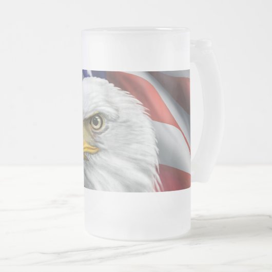 Patriottische Amerikaanse vlag kale adelaar glas M Matglas Bierpul (Voorkant rechts)