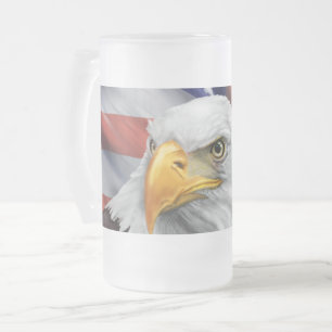 Patriottische Amerikaanse vlag kale adelaar glas M Matglas Bierpul