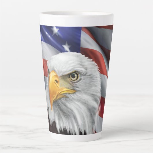 Patriottische Amerikaanse Vlag Kale Adelaar Koffie Latte Mok (Voorkant)