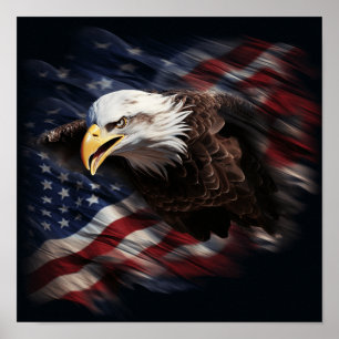 Patriottische Amerikaanse vlag kale adelaar print