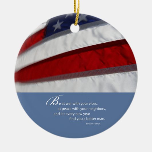 Patriottische, Amerikaanse vlag Keramisch Ornament (Voorkant)