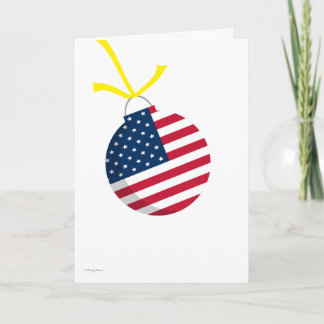 Patriottische Amerikaanse Vlag Kerst Ornament Geel Feestdagen Kaart