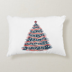 Patriottische Amerikaanse Vlag Kerstboom Accent Kussen