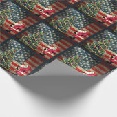 Patriottische Amerikaanse vlag, kerstboom en kerst Cadeaupapier (Hoek)
