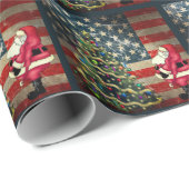 Patriottische Amerikaanse vlag, kerstboom en kerst Cadeaupapier (Rol Hoek)