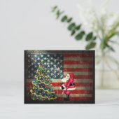 Patriottische Amerikaanse vlag, kerstboom en kerst Feestdagenkaart (Staand voorkant)