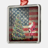 Patriottische Amerikaanse vlag, kerstboom en kerst Metalen Ornament (Links)