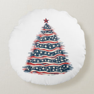 Patriottische Amerikaanse Vlag Kerstboom Rond Kussen