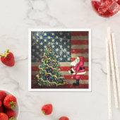 Patriottische Amerikaanse vlag, Kerstman en kerstb Servet (Insitu)