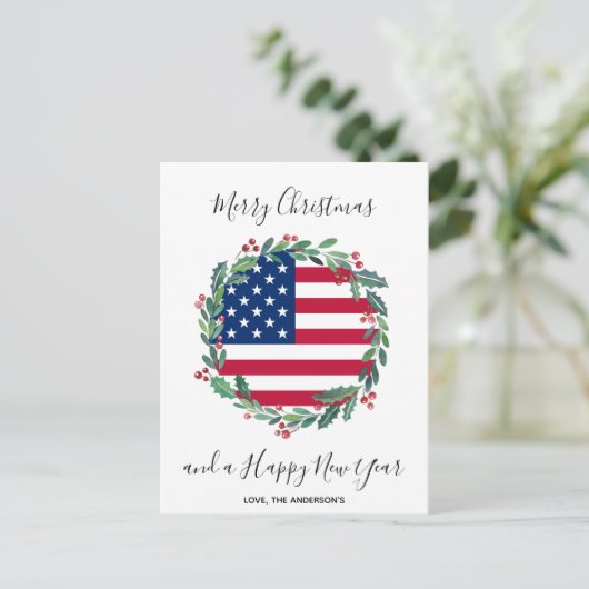 Patriottische Amerikaanse vlag Kerstmis Feestdagenkaart (Staand voorkant)