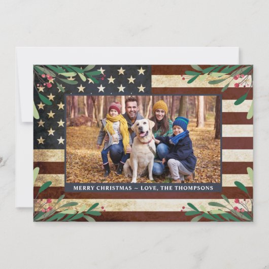  Patriottische Amerikaanse vlag Kerstmis Feestdagenkaart (Voorkant)