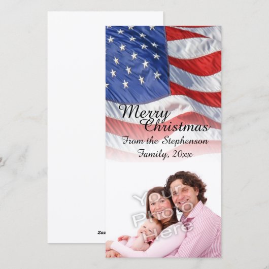 Patriottische Amerikaanse vlag Kerstmis fotokaarte Feestdagenkaart (Voorkant / Achterkant)