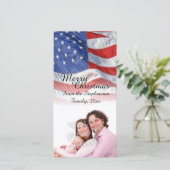 Patriottische Amerikaanse vlag Kerstmis fotokaarte Feestdagenkaart (Staand voorkant)