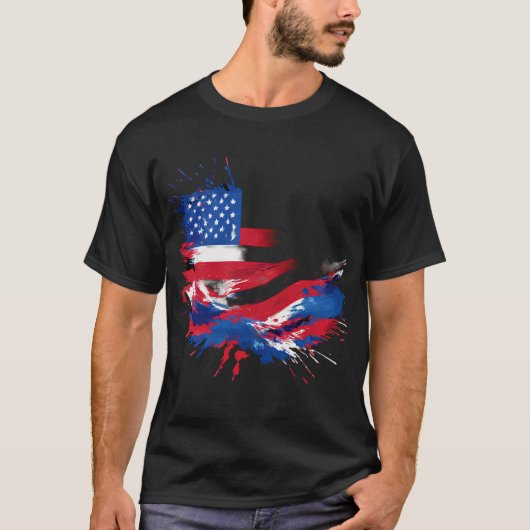 "Patriottische Amerikaanse vlag kleuren T-shirt (Voorkant)