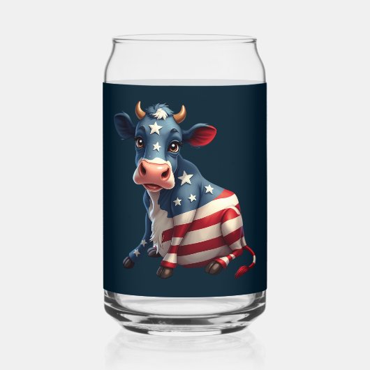 Patriottische Amerikaanse vlag Koe Blikvorm Glas (Achterkant)