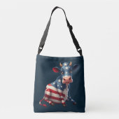 Patriottische Amerikaanse vlag Koe Crossbody Tas (Achterkant)